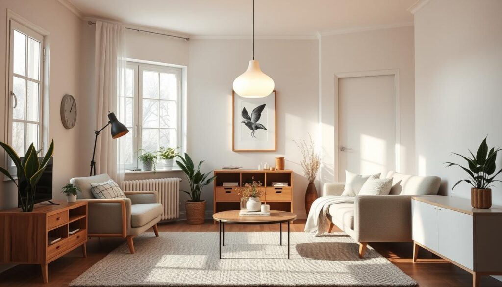 A cozy, well-lit living room with a focal point of a stunning milk glass pendant lamp, casting a warm, ambient glow throughout the space. The lamp's smooth, translucent surface reflects the natural light, creating a soft, diffused illumination. The room features a minimalist, Scandinavian-inspired design, with clean lines, natural wood accents, and neutral tones that complement the lamp's elegant aesthetic. A plush, textured area rug grounds the space, while potted plants and a single, framed artwork add subtle pops of color and texture. The overall atmosphere is one of tranquility, highlighting the timeless beauty and versatility of the milk glass lighting fixture.